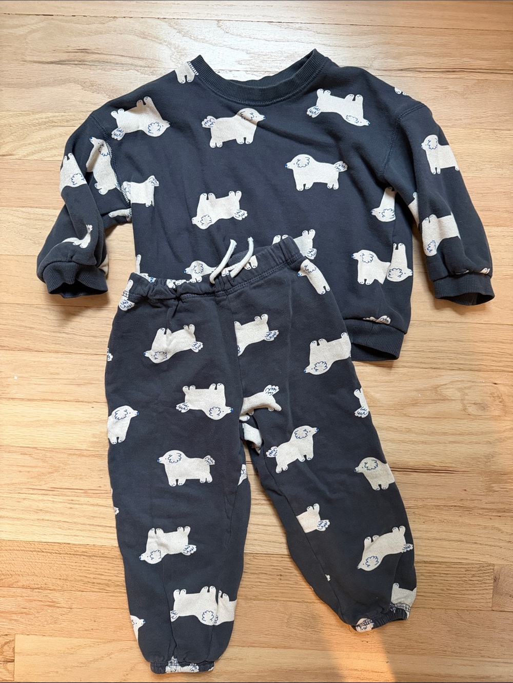H&M sweatshirt & pants poodle print set